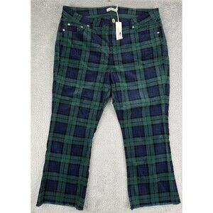 Vineyard Vines Jamie High Rise Plaid Kick Flare Raw Hem Velvet Pants Size 35